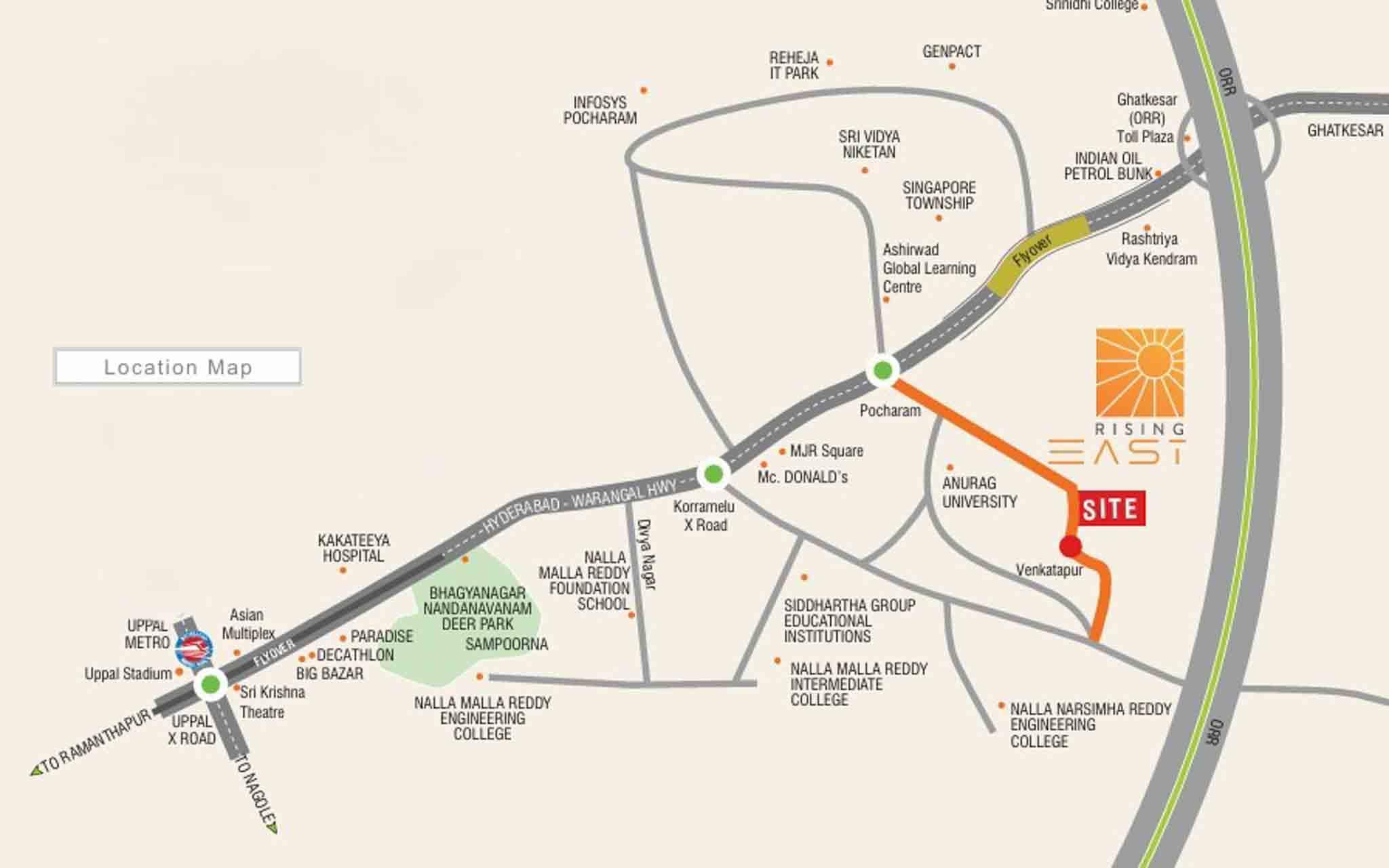 Rising East Location Map
